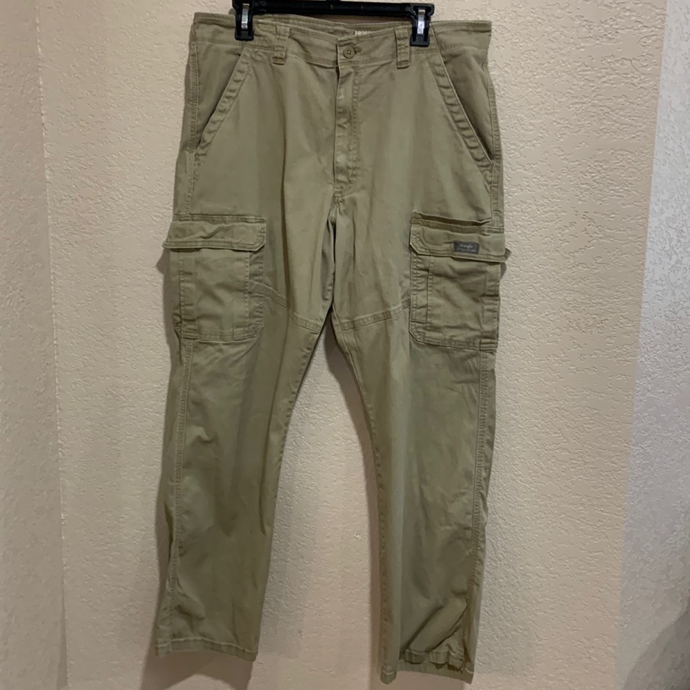 Wrangler Real Comfortable Jeans Cargo Pockets Pants Khaki Brown Mens 36x32